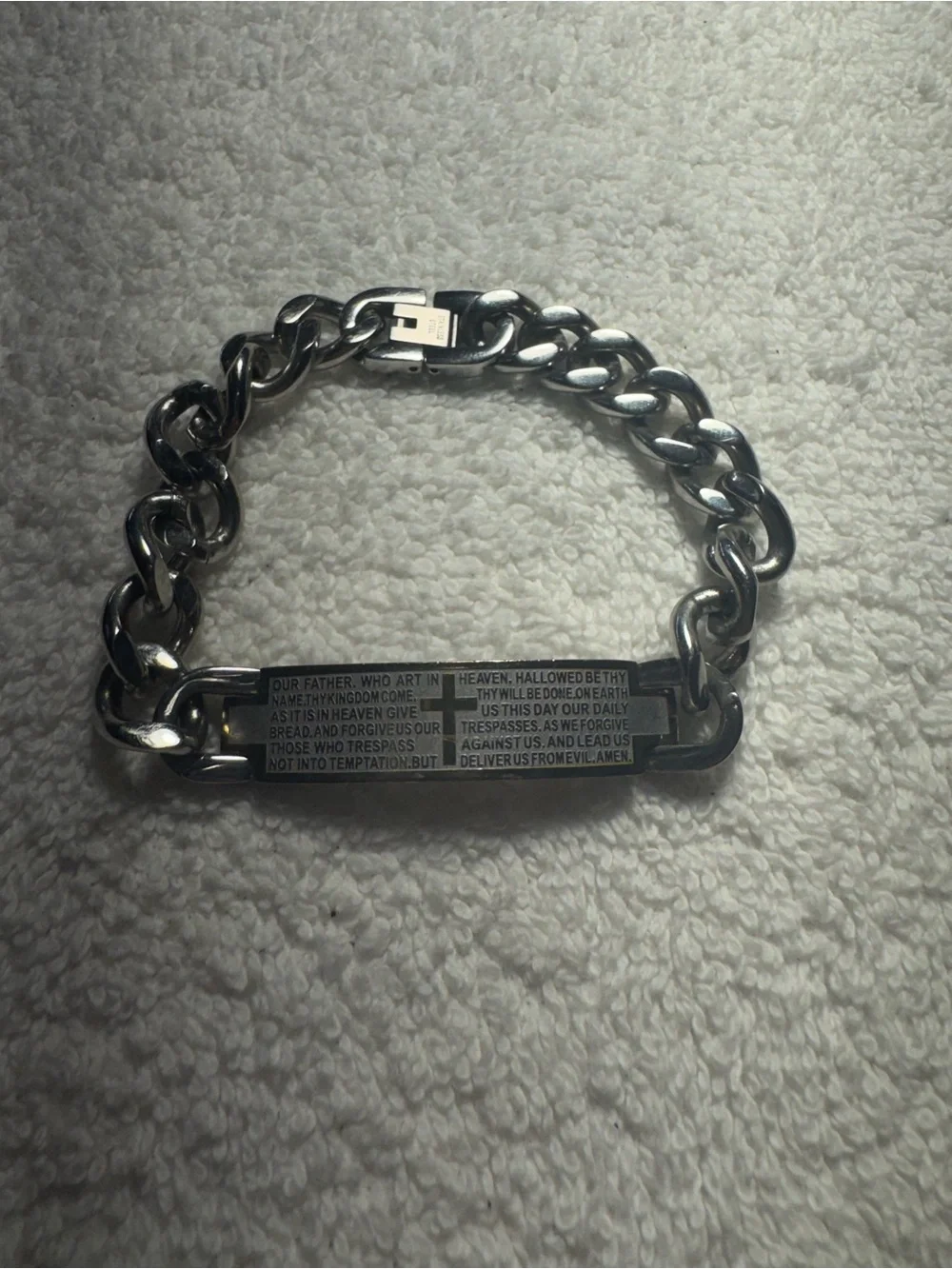 Lord's Prayer Stainless Steel Curb Bracelet